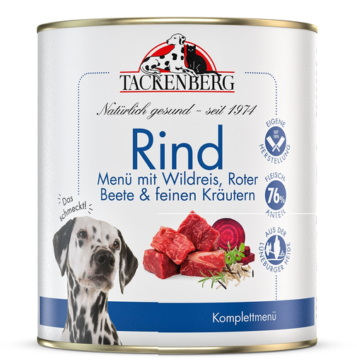 [Tb224380001] Tackenberg Menü Dose - Rind mit Wildreis, Roter Beete und feinen Kräutern 800g Nassfutter für Hunde